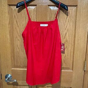 FADED GLORY Women's L (12-14) Red Essential Woven Adj. Cami Shirt Tank Top NWT